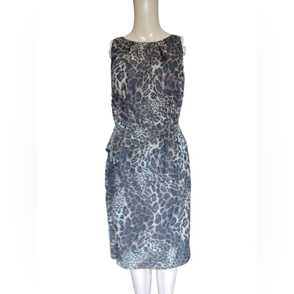 David Meister Womens Sleeveless Animal Print Sheath Dress Knee Length Size 2